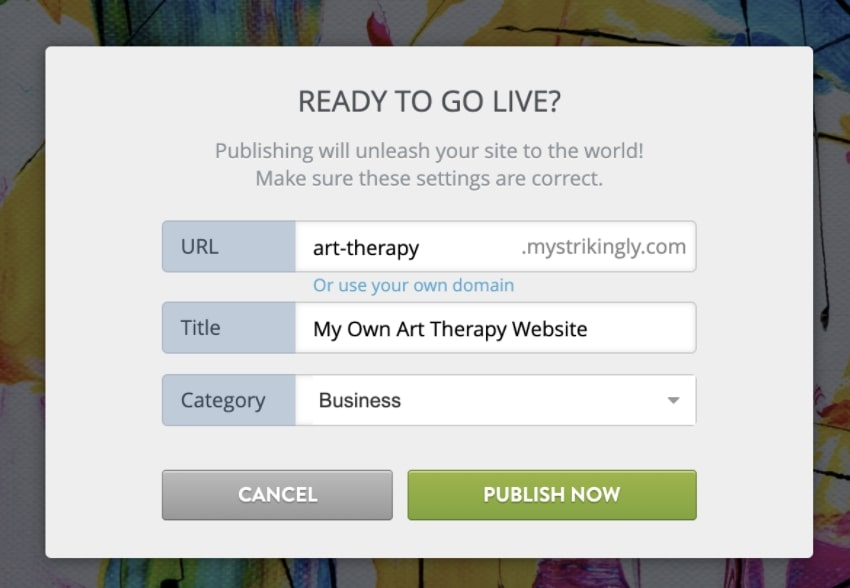 Strikingly Publish Window Strikingly Publish Window